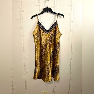 Leopard Safari Satin Lingerie Slip Dress